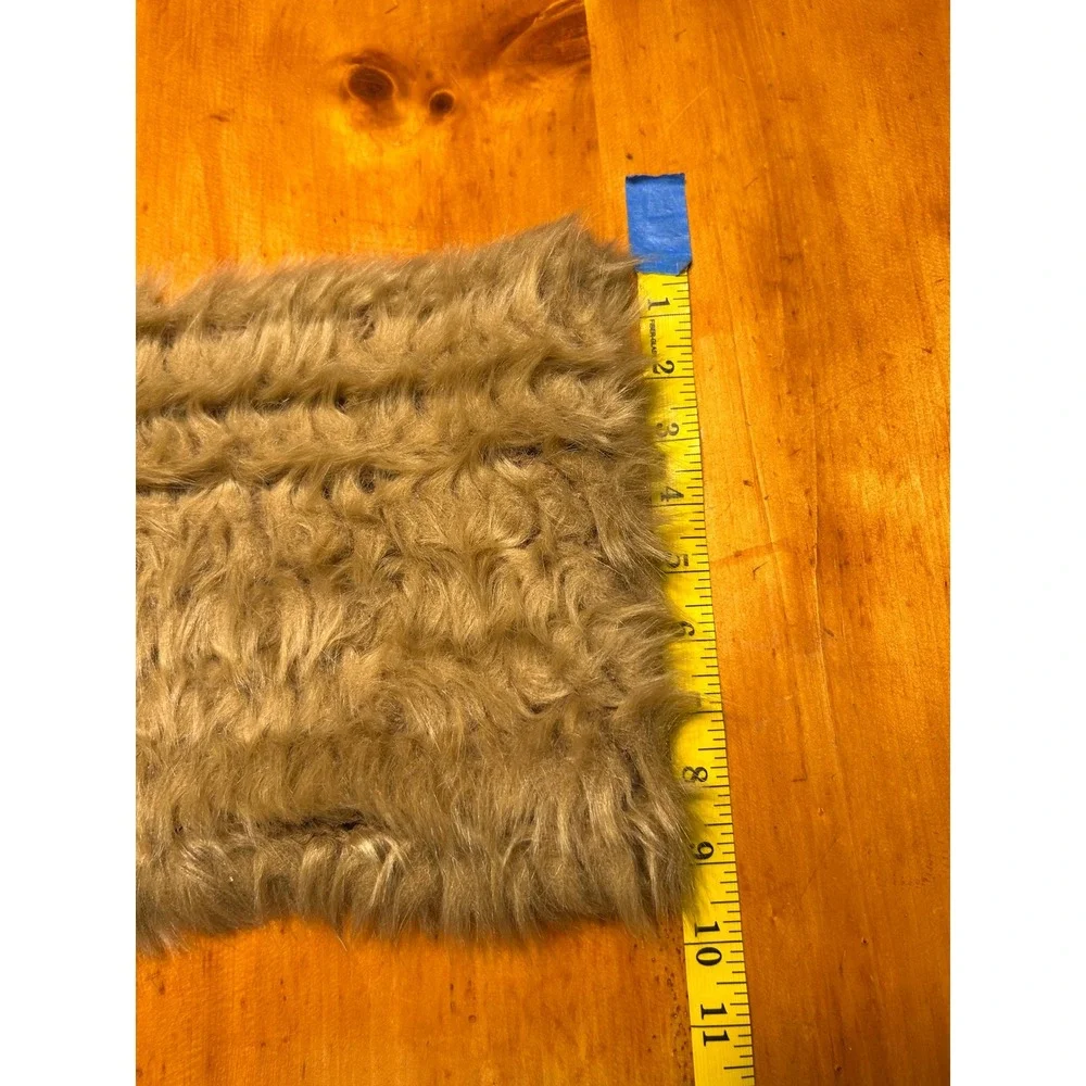 Cabi Boho Chic Cozy Faux Fur Trim Infinity Scarf Tan Knit Pointelle Mixed Media